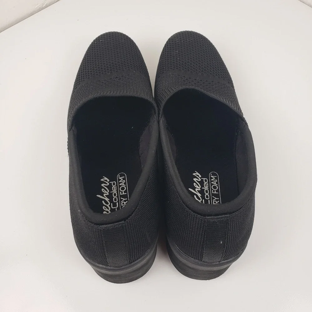 Skechers Women's 11 Pier Lite‎ Wow Factor Black Knit Wedge Slip On Sneaker Shoes